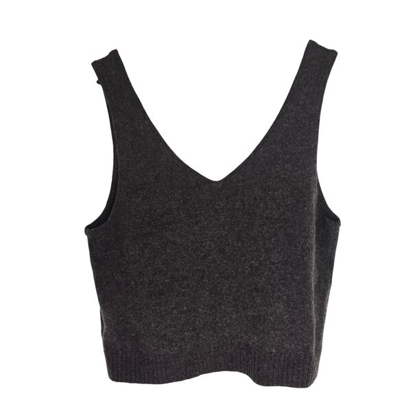 Madewell Carleton V-Neck Knit Sweater Tank Wool Blend Chocolate Brown NWT Sz L - Picture 2 of 9